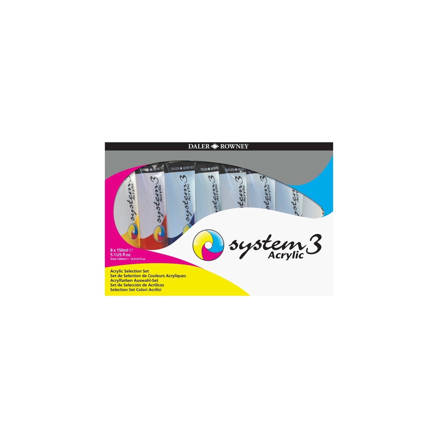 Daler-Rowney System3 Acrylic Paint Jumbo Selection Set, Assorted Colors, 150ml, 8 Pieces