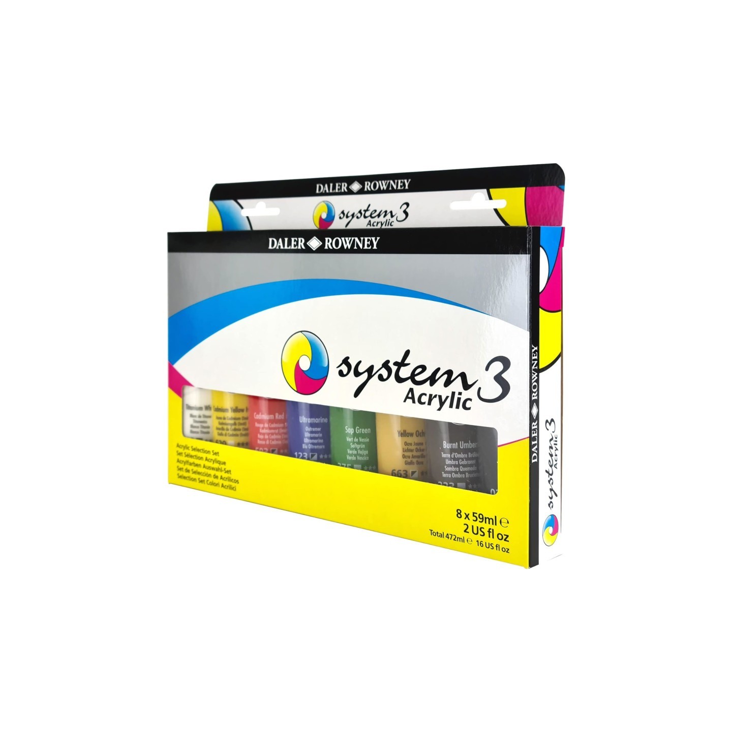 Daler-Rowney System3 Acrylic Paint Selection Set, Assorted Colors, 59ml, 8 Pieces