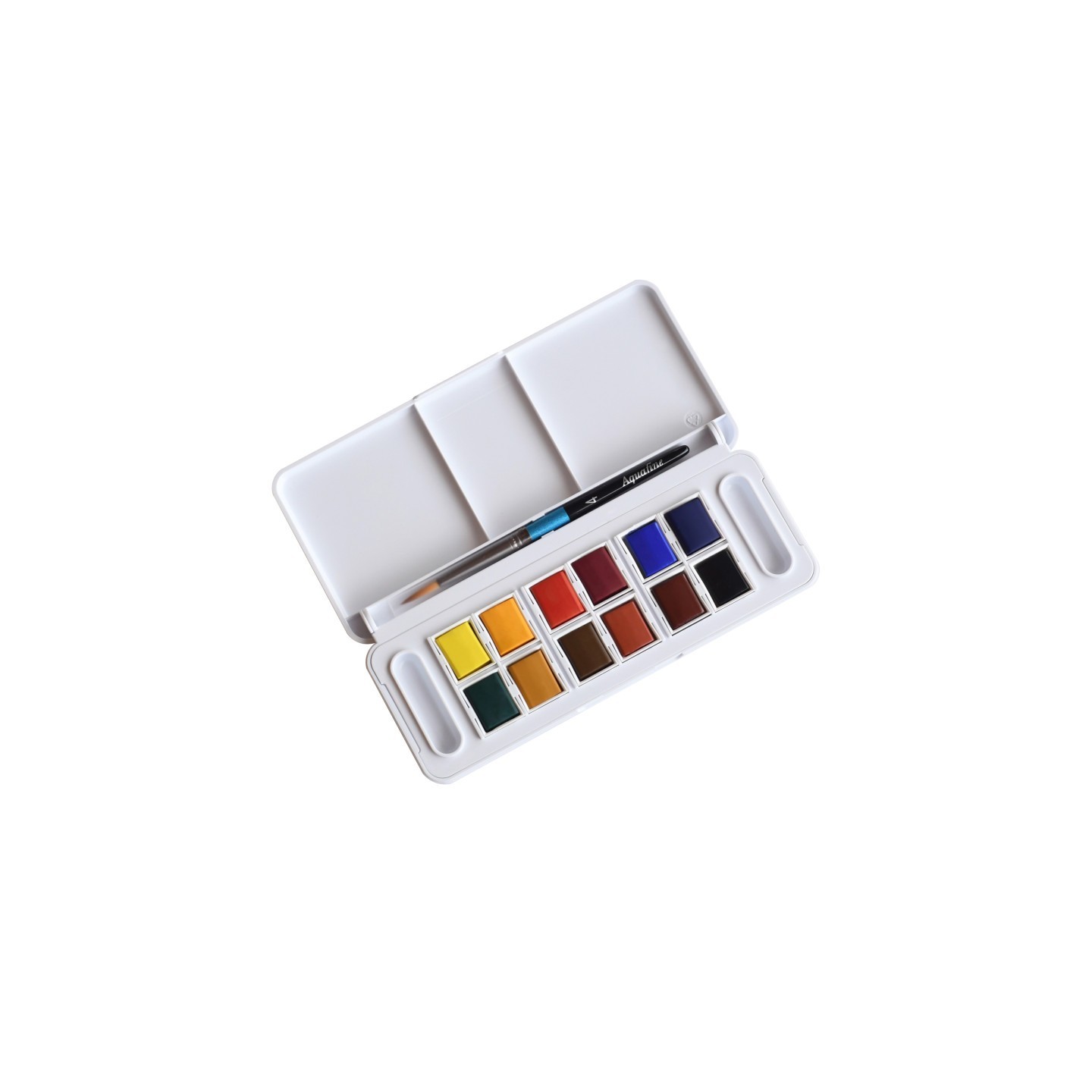 Daler-Rowney Aquafine Watercolor Paint Half Pan Travel Set, Assorted Colors, 12 Pieces