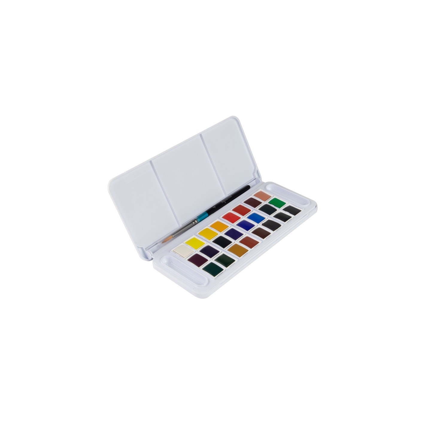 Daler-Rowney Aquafine Watercolor Paint Half Pan Travel Set, Assorted Colors, 24 Pieces