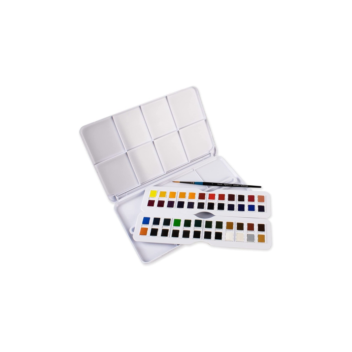 Daler-Rowney Aquafine Watercolor Paint Half Pan Studio Set, Assorted Colors, 48 Pieces
