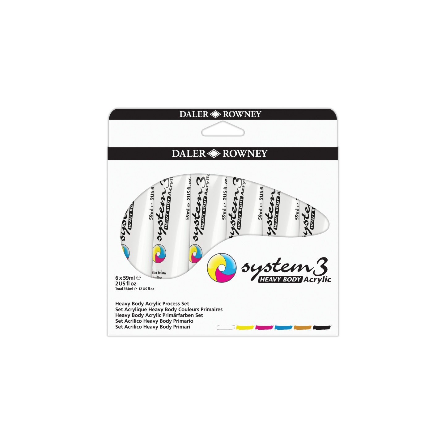 Daler-Rowney System3 Acrylic Paint, Heavy Body, Starter Set, Assorted Colors, 59ml, 6 Pieces