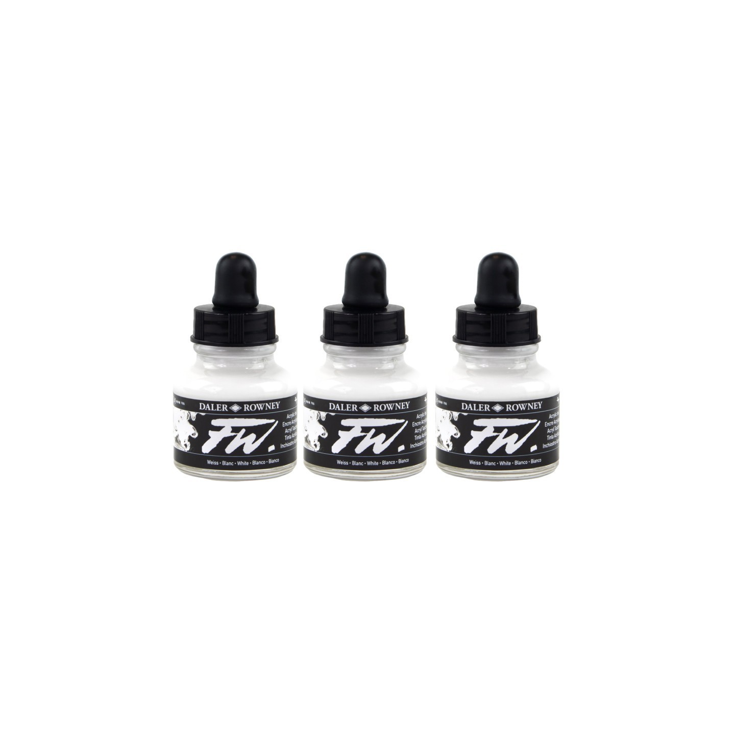 Daler-Rowney FW Acrylic Ink, White, 29.5ml, Pack of 3