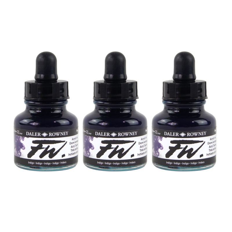 Daler-Rowney FW Acrylic Ink, Indigo, 29.5ml, Pack of 3