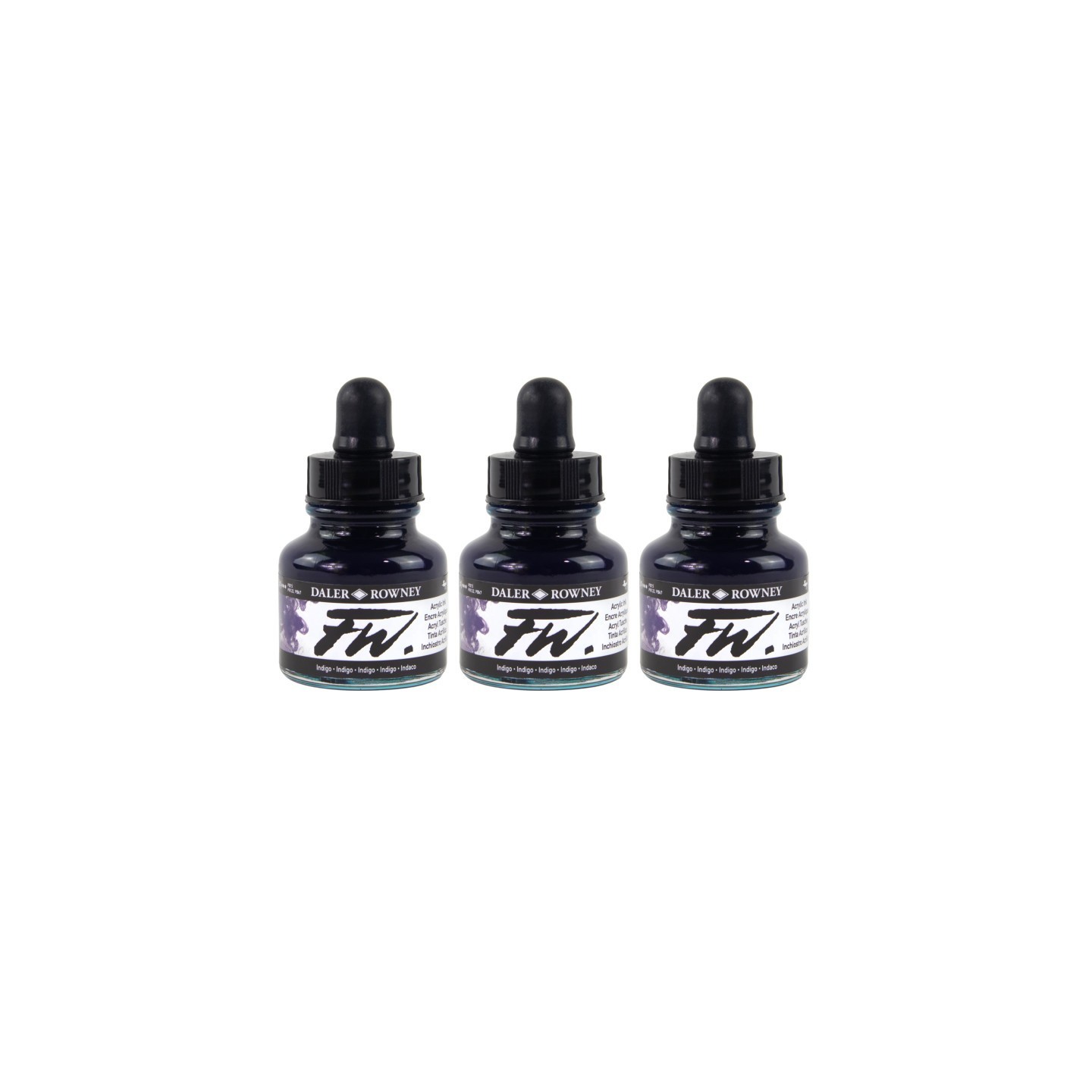 Daler-Rowney FW Acrylic Ink, Indigo, 29.5ml, Pack of 3