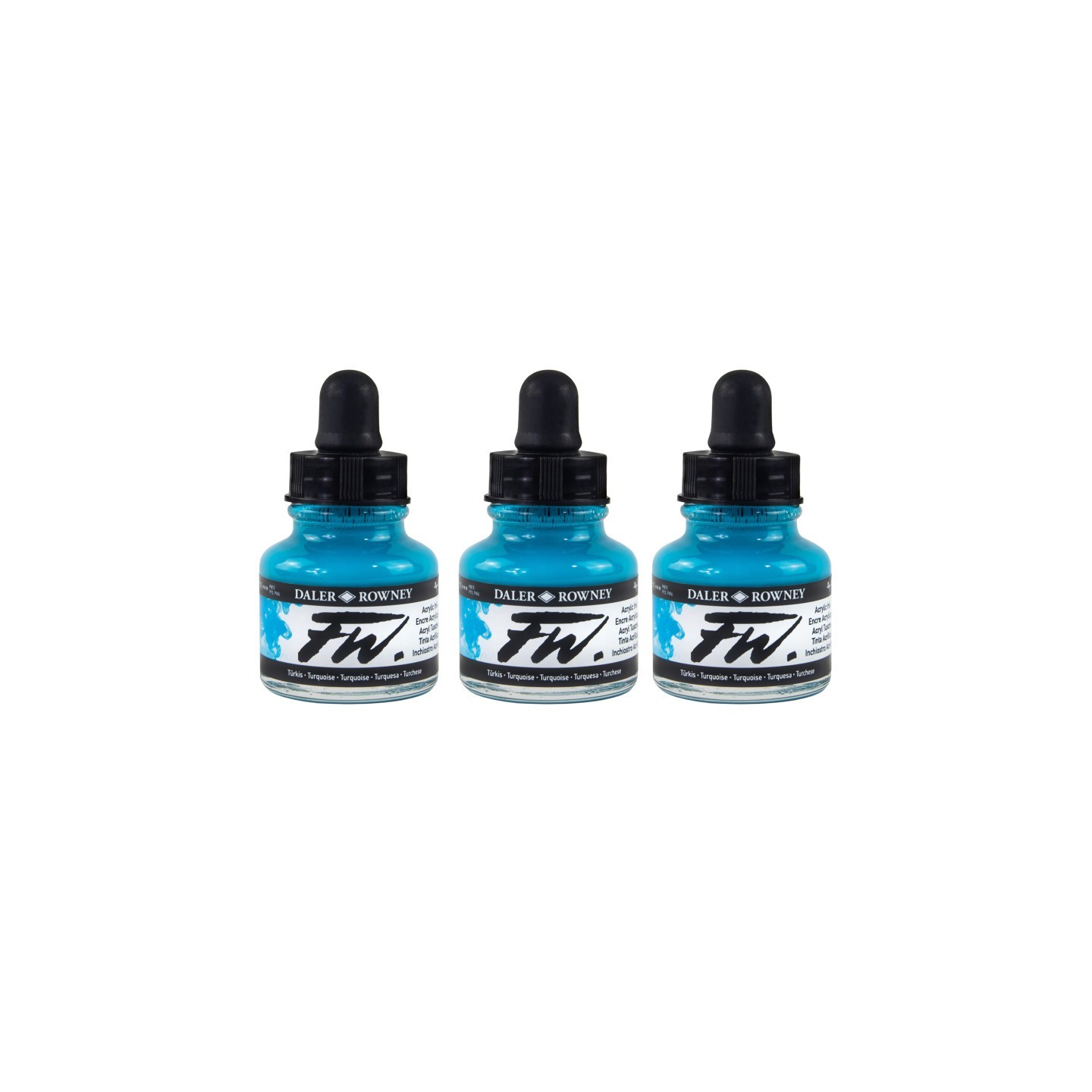 Daler-Rowney FW Acrylic Ink, Turquoise, 29.5ml, Pack of 3