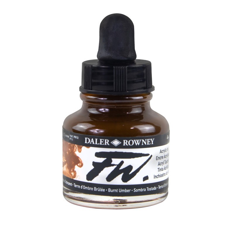 Daler-Rowney FW Acrylic Ink, Burnt Umber, 29.5ml, 1 Count