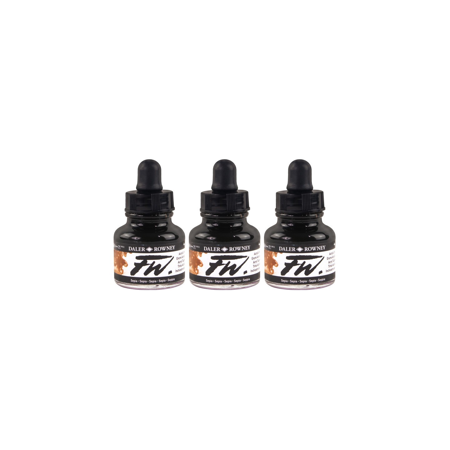Daler-Rowney FW Acrylic Ink, Sepia, 29.5ml, Pack of 3