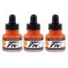Daler-Rowney FW Acrylic Ink, Flame Orange, 29.5ml, Pack of 3
