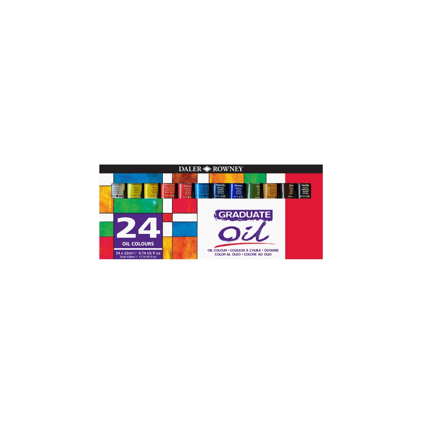 Daler-Rowney Graduate Oil Paint Set, Assorted Colors, 22ml, 24 Pieces