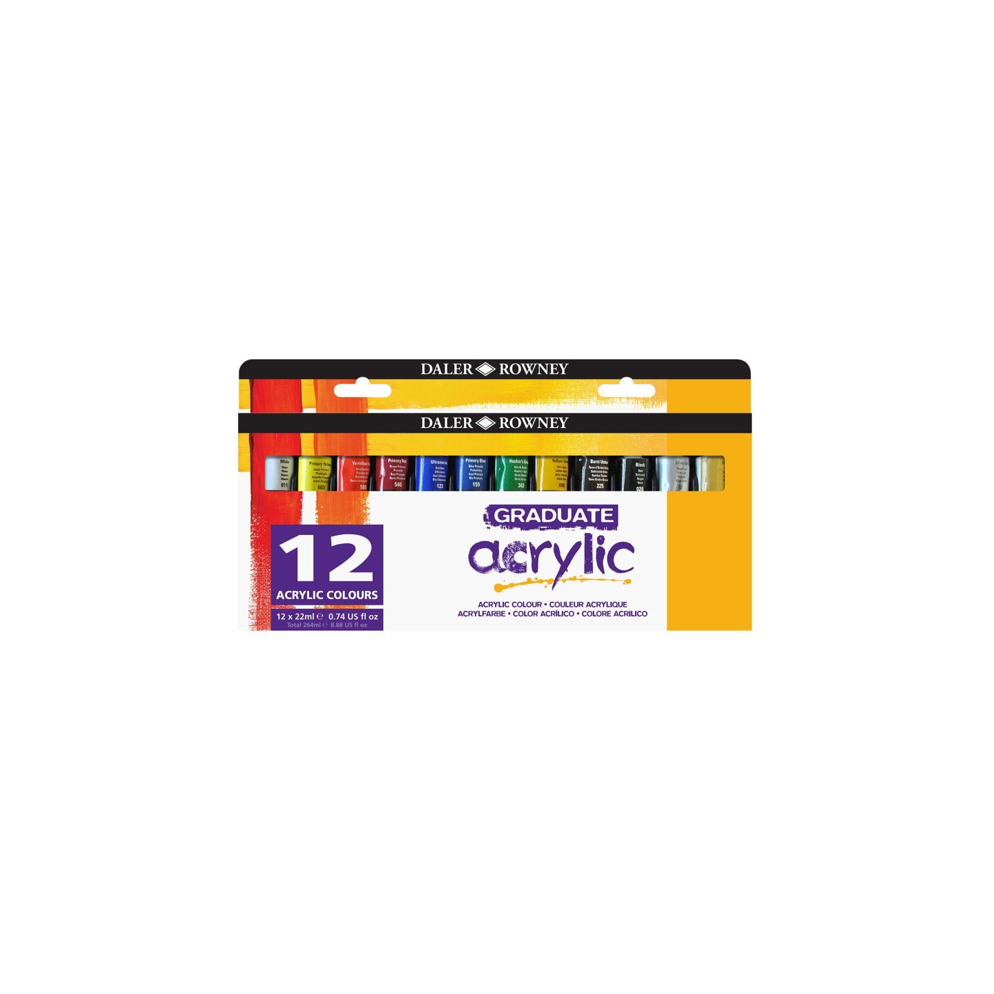 Daler-Rowney Graduate Acrylic Paint Set, Assorted Colors, 22ml, 12 Pieces
