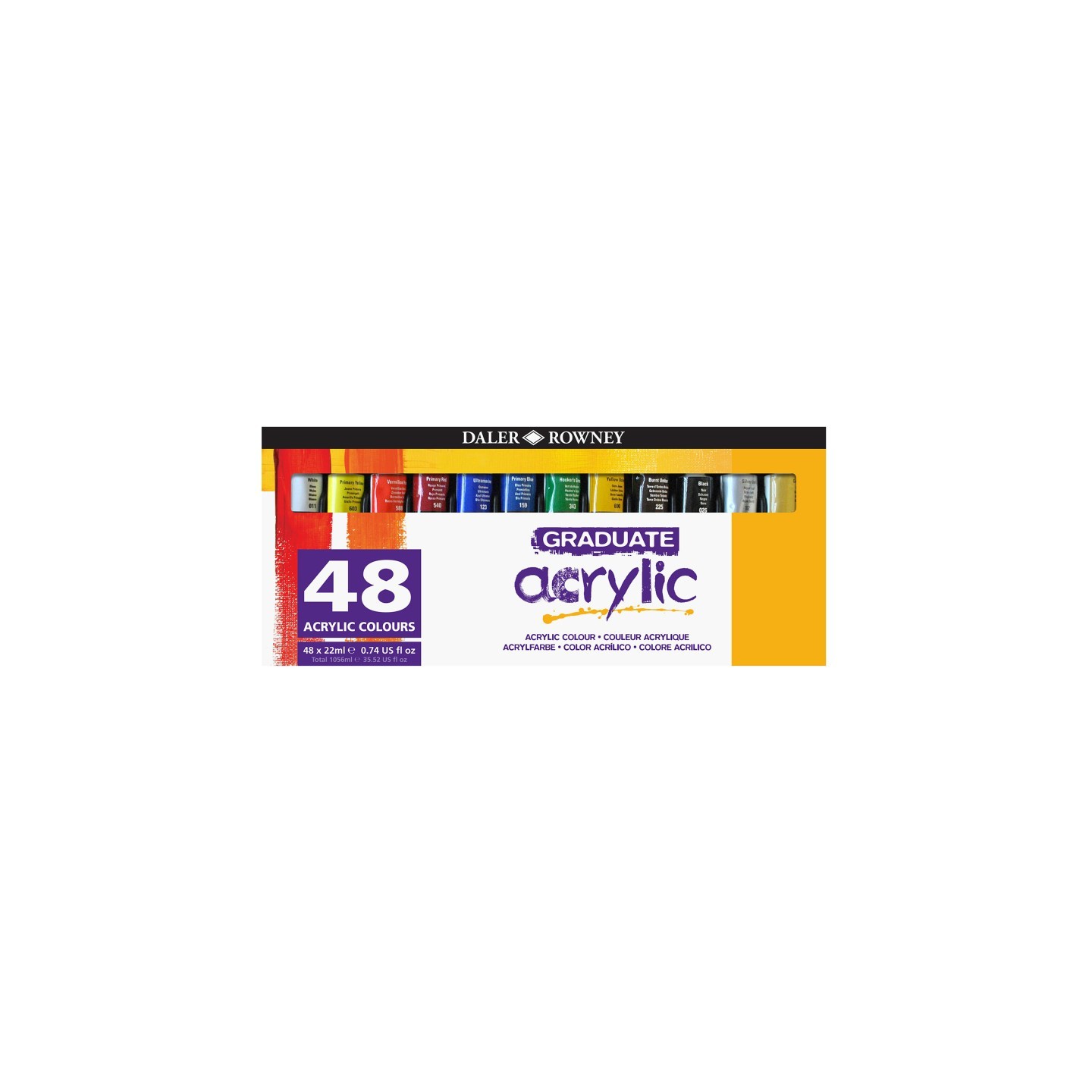 Daler-Rowney Graduate Acrylic Paint Set, Assorted Colors, 22ml, 48 Pieces