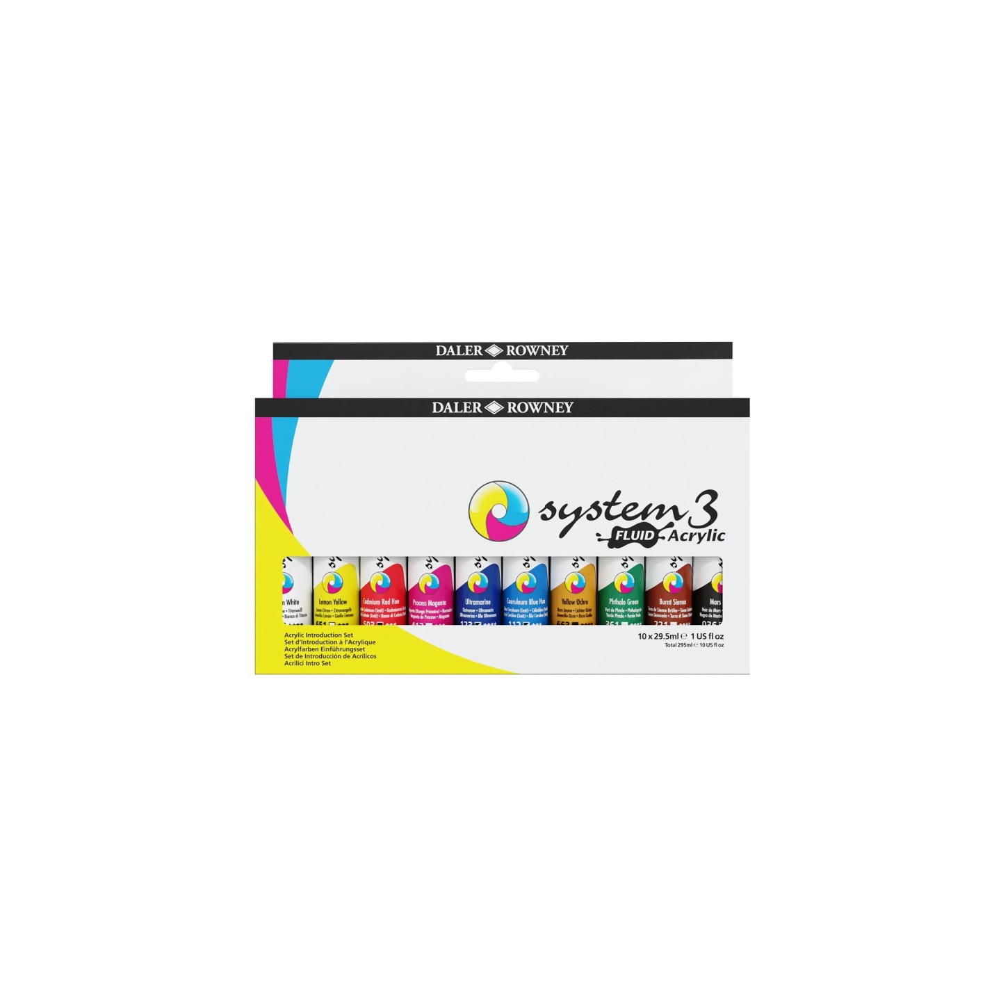 Daler-Rowney System3 Fluid Acrylic Paint Set, Assorted Colors, 29.5ml, 10 Pieces