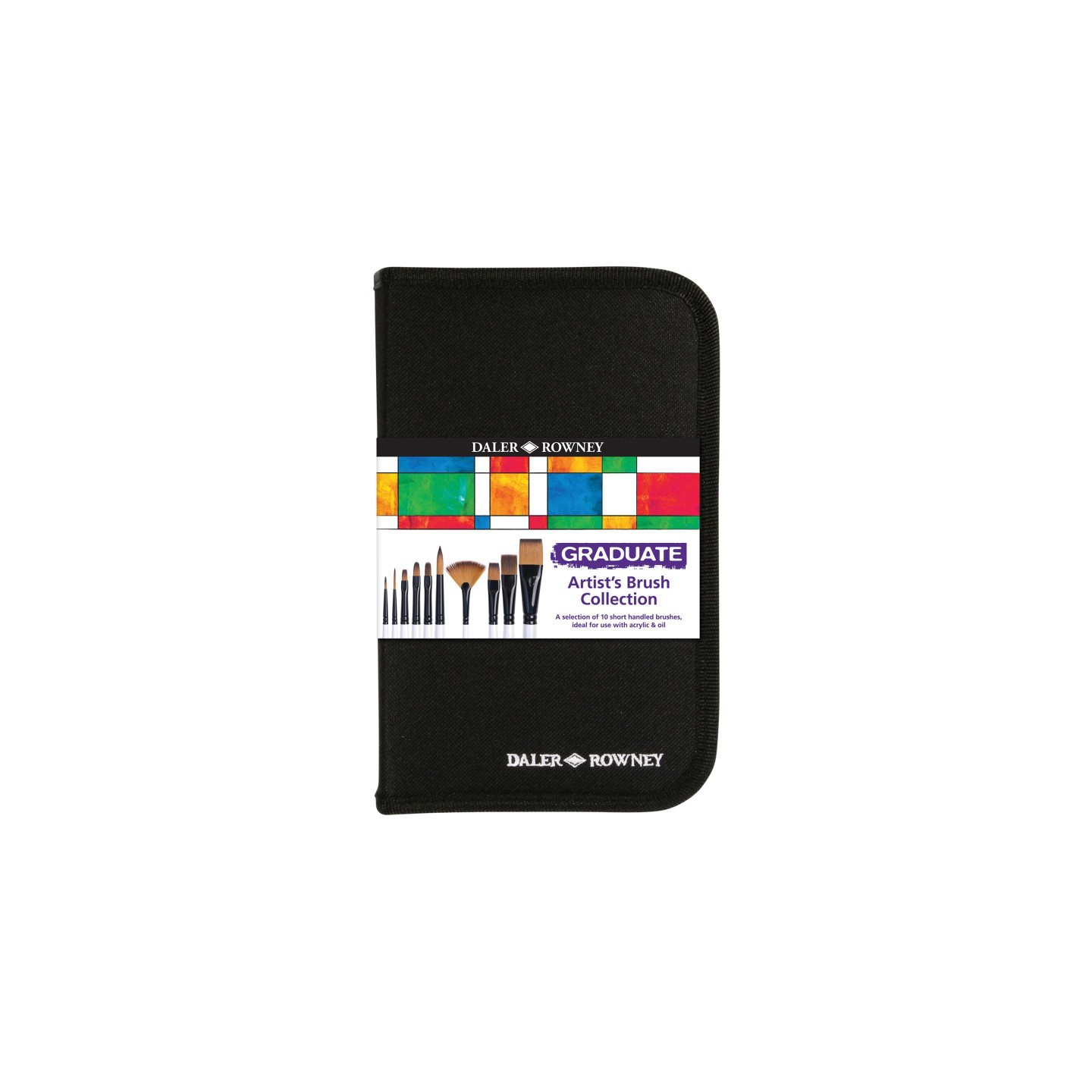 Daler-Rowney Graduate Artist's Brush Set with Zip Case, Synthetic, 10 Pieces