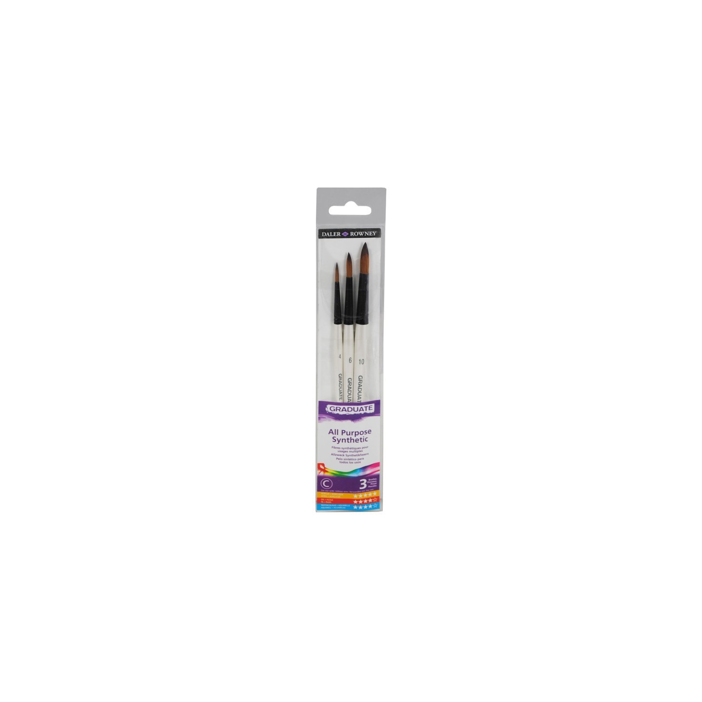 Daler-Rowney Graduate Round Brush Set, Synthetic, 3 Pieces