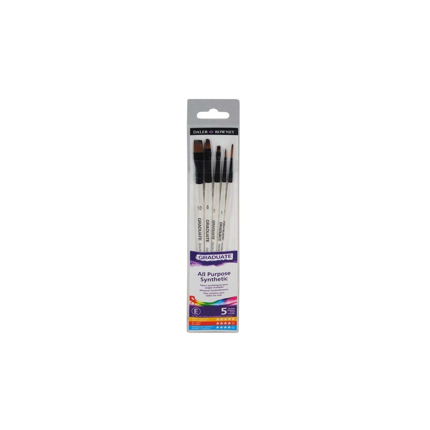Daler-Rowney Graduate Classic Brush Set, Synthetic, 5 Pieces
