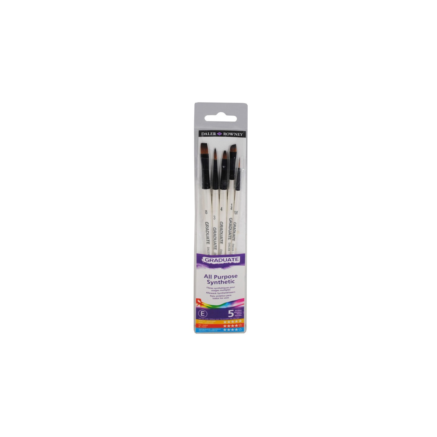 Daler-Rowney Graduate All Purpose Selection Brush Set, Synthetic, 5 Pieces