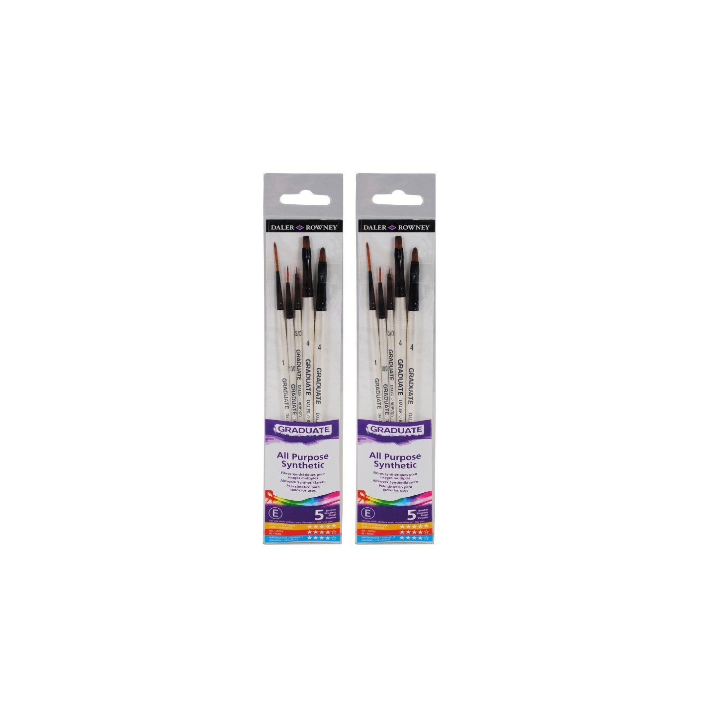 Daler-Rowney Graduate Detail Brush Set, Synthetic, 5 Pieces Per Set, 2 Sets