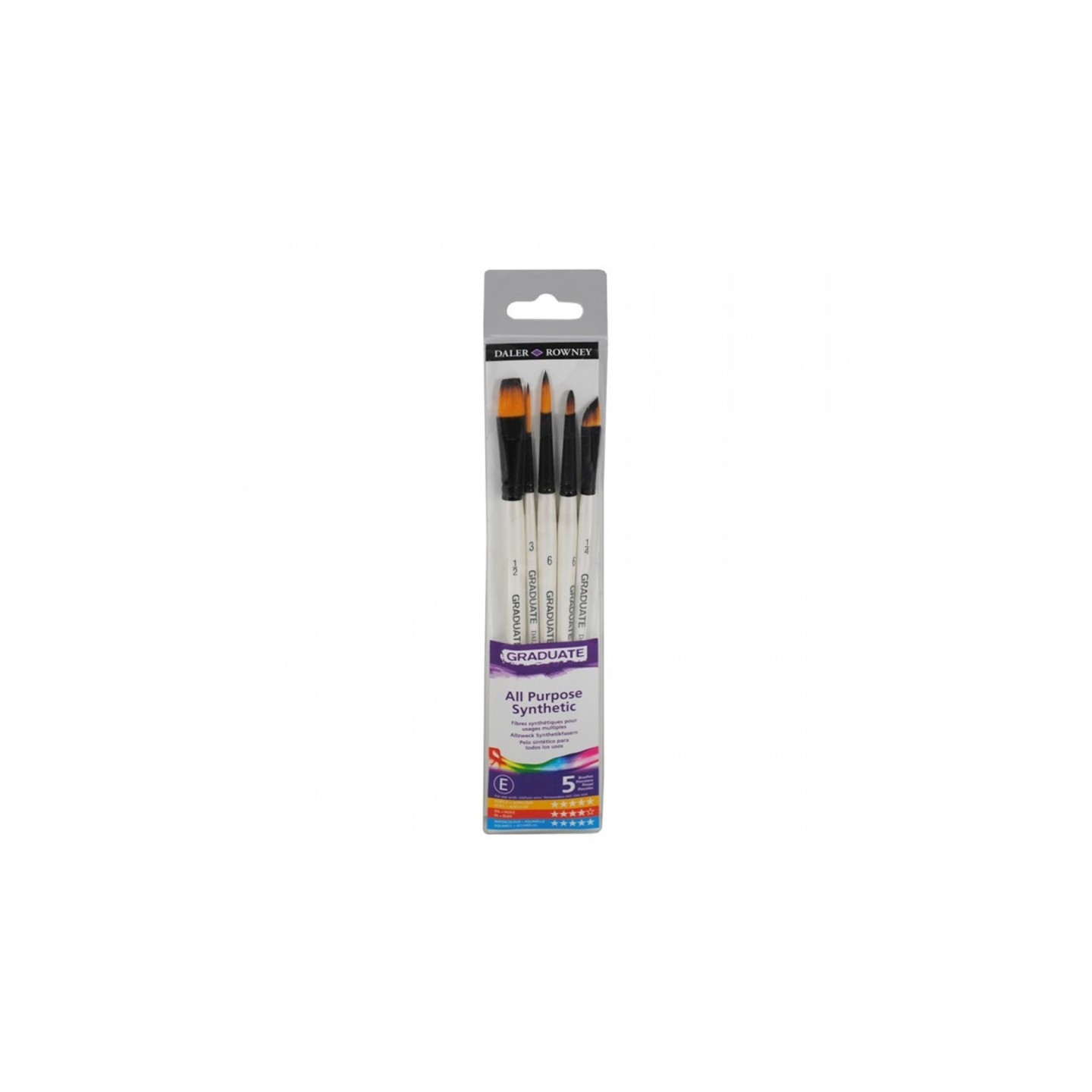 Daler-Rowney Graduate Watercolor Detail Brush Set, Synthetic, 5 Pieces
