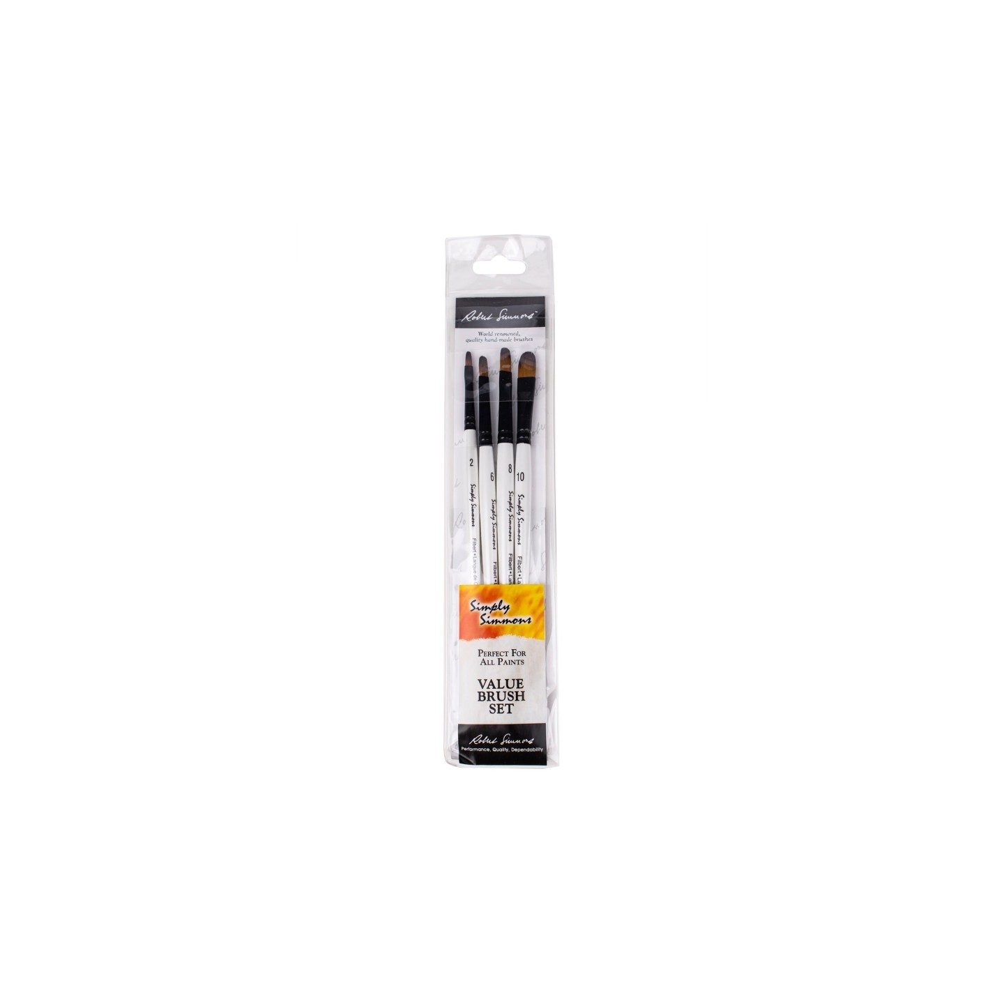 Daler-Rowney Simply Simmons Filbert Brush Set, Short Handle Mixed Media Paintbrush, White, 4 Pieces