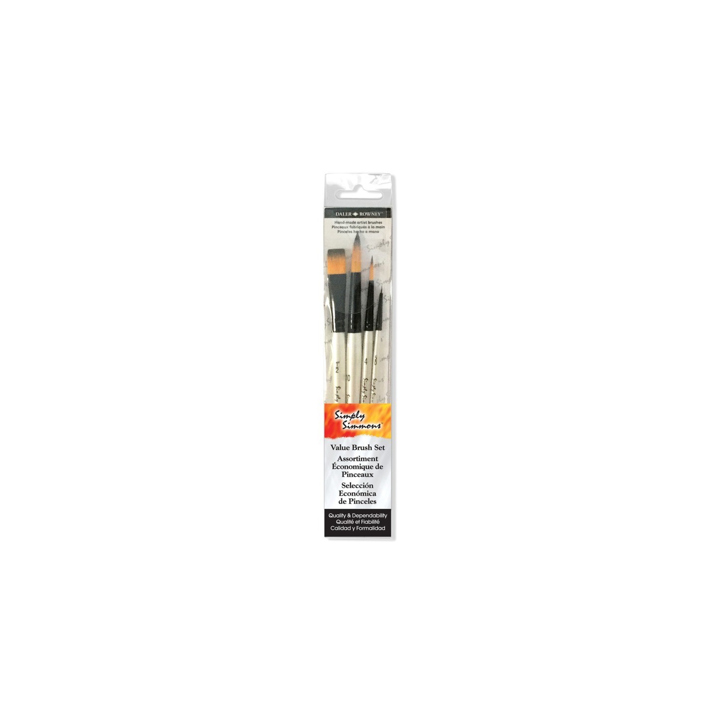 Daler-Rowney Simply Simmons Watercolor Brush Set, Synthetic, 4 Pieces