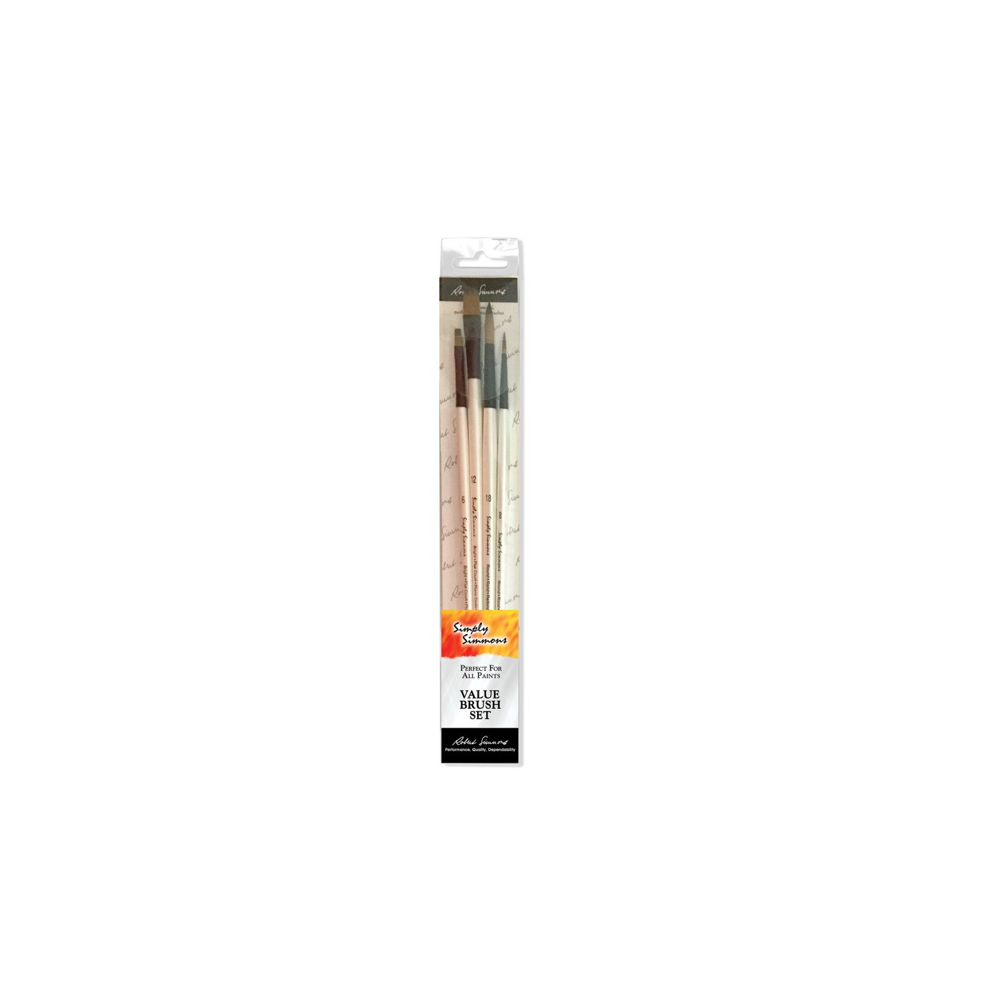 Daler-Rowney Simply Simmons Brush Set, Synthetic Bristles, Long Handle Acrylic & Oil Paintbrush, White, 4 Pieces