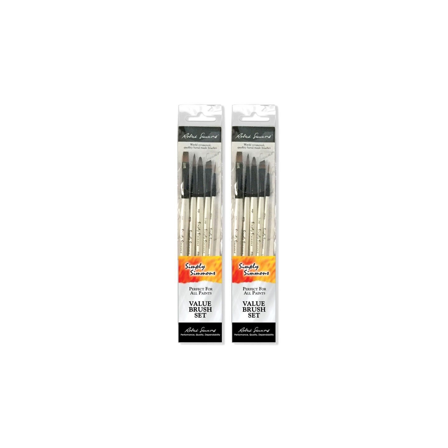 Daler-Rowney Simply Simmons Grass & Grain Brush Set, Short Handle Mixed Media Paintbrush, White, 5 Pieces Per Set, 2 Sets