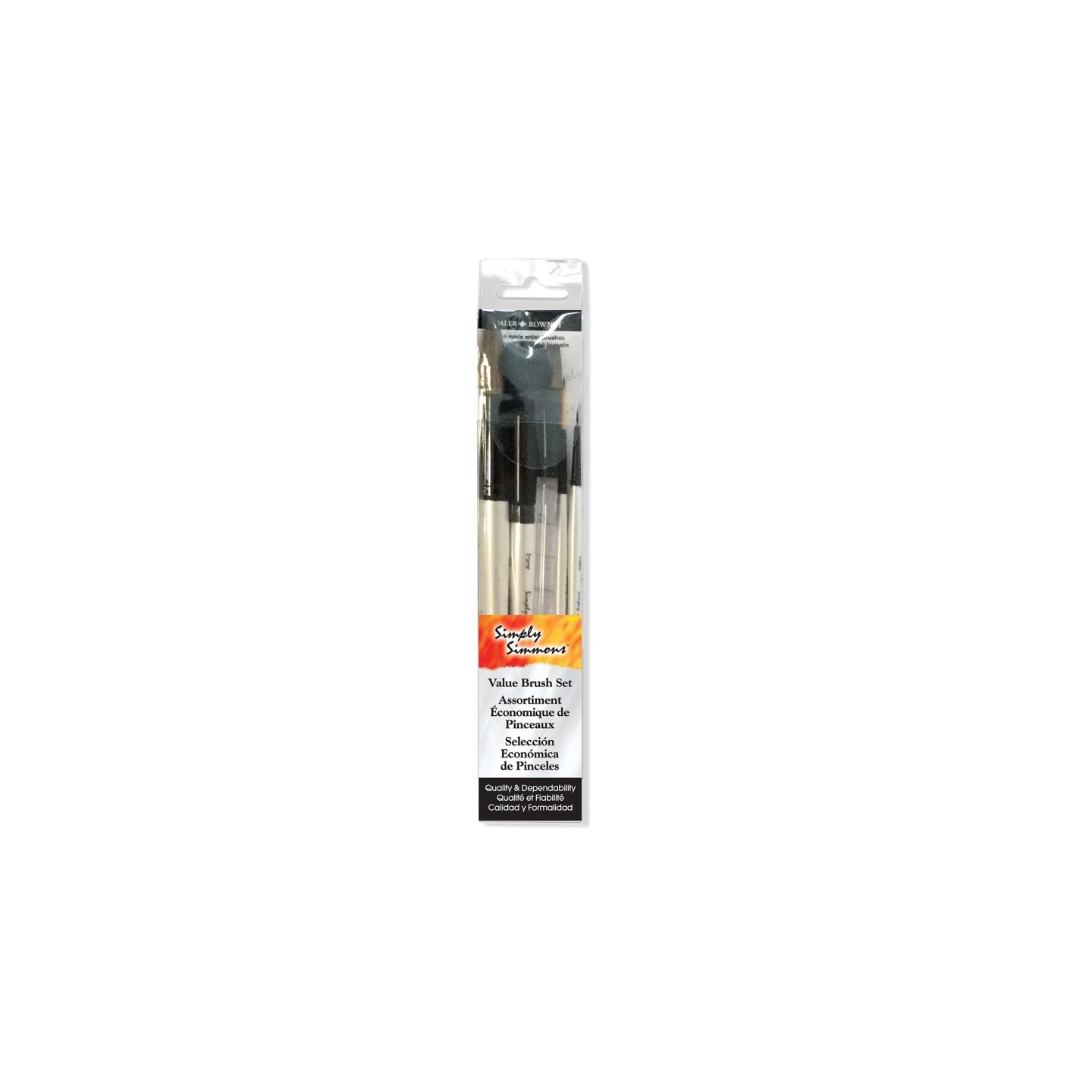Daler-Rowney Simply Simmons Watercolor Brush Set, Short Handle Watercolor Paintbrush, White, 5 Pieces