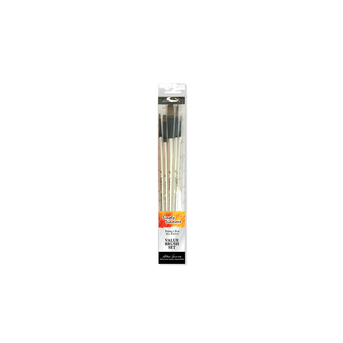 Daler-Rowney Simply Simmons Brush Set, Synthetic Bristles, Long Handle Acrylic & Oil Paintbrush, White, 5 Pieces
