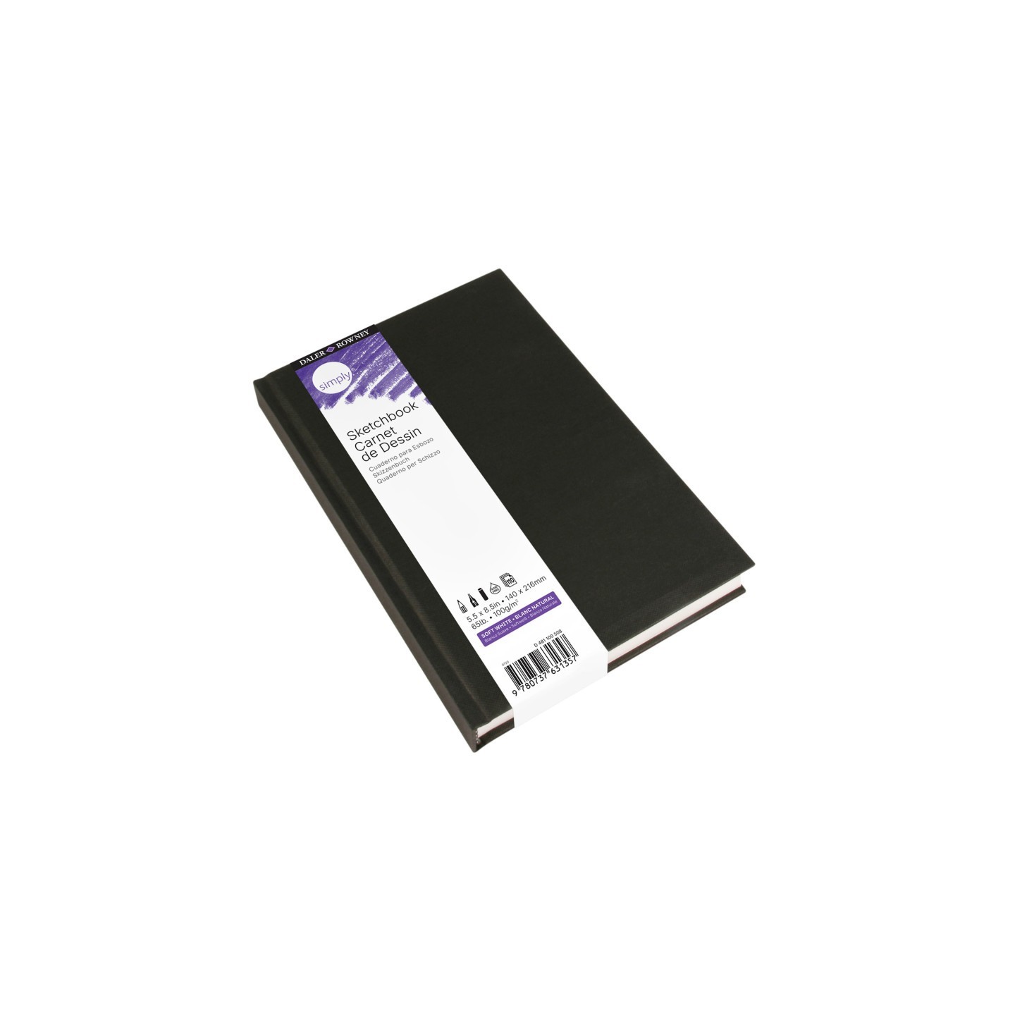 Daler-Rowney Simply... Sketchbook, Soft White, Hardbound, 110 Sheet, 5.5x8.5 inch, 1 Count