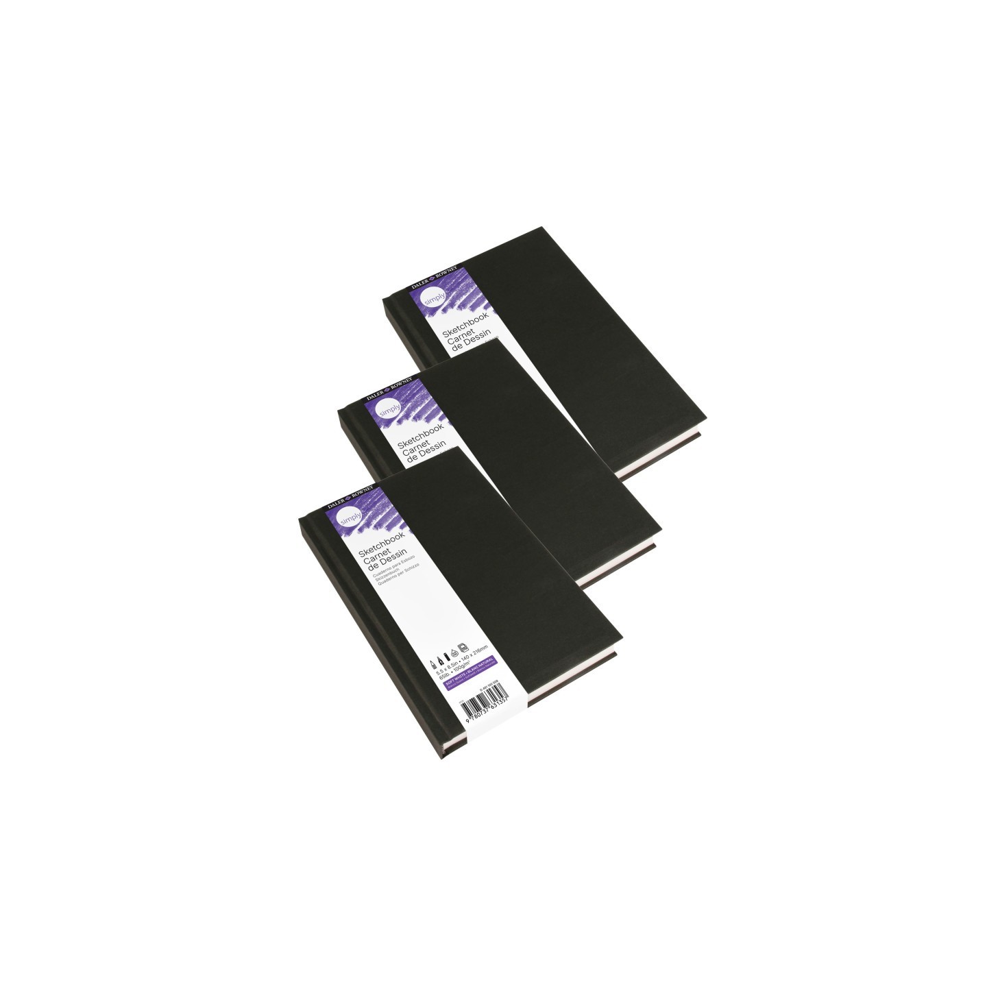 Daler-Rowney Simply... Sketchbook, Soft White, Hardbound, 110 Sheet, 5.5x8.5 inch, Pack of 3