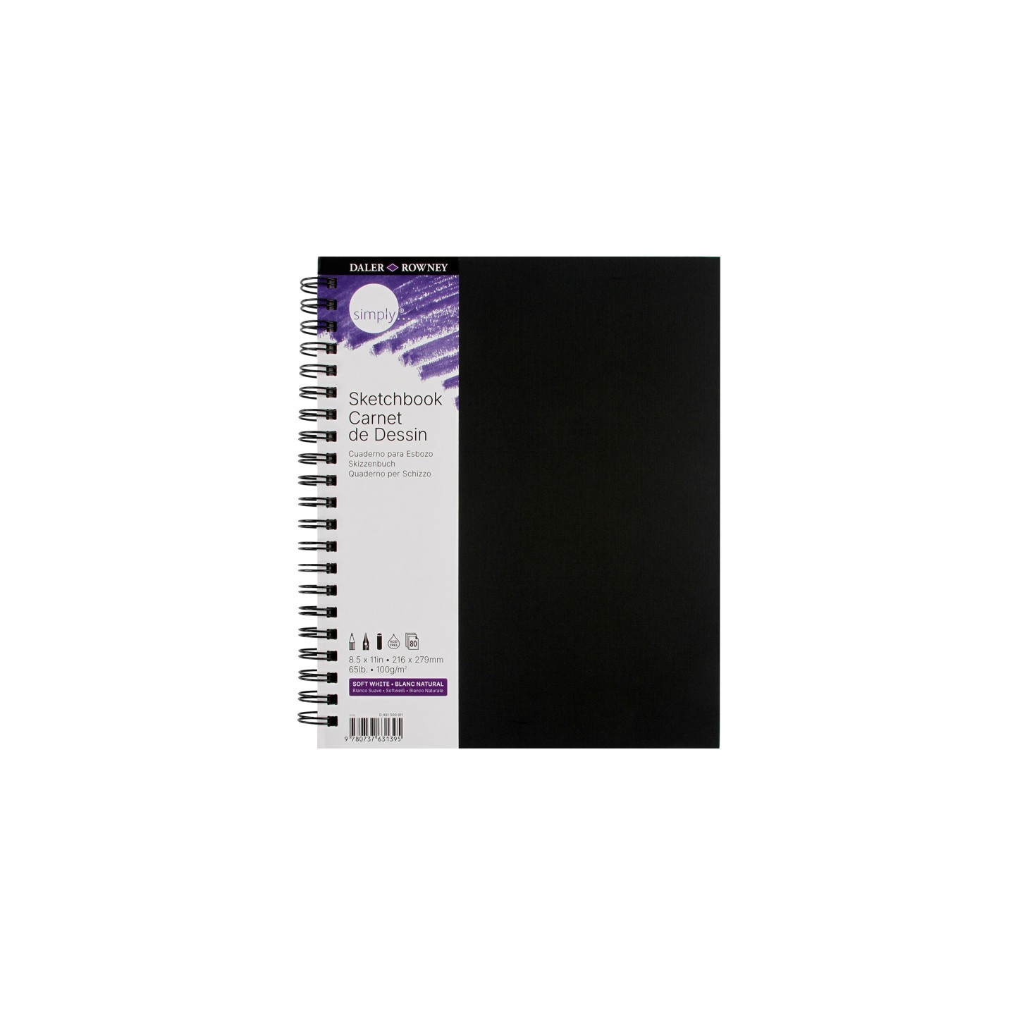 Daler-Rowney Simply... Sketchbook, Soft White, 80 Sheet, 8.5x11 inch, 1 Count