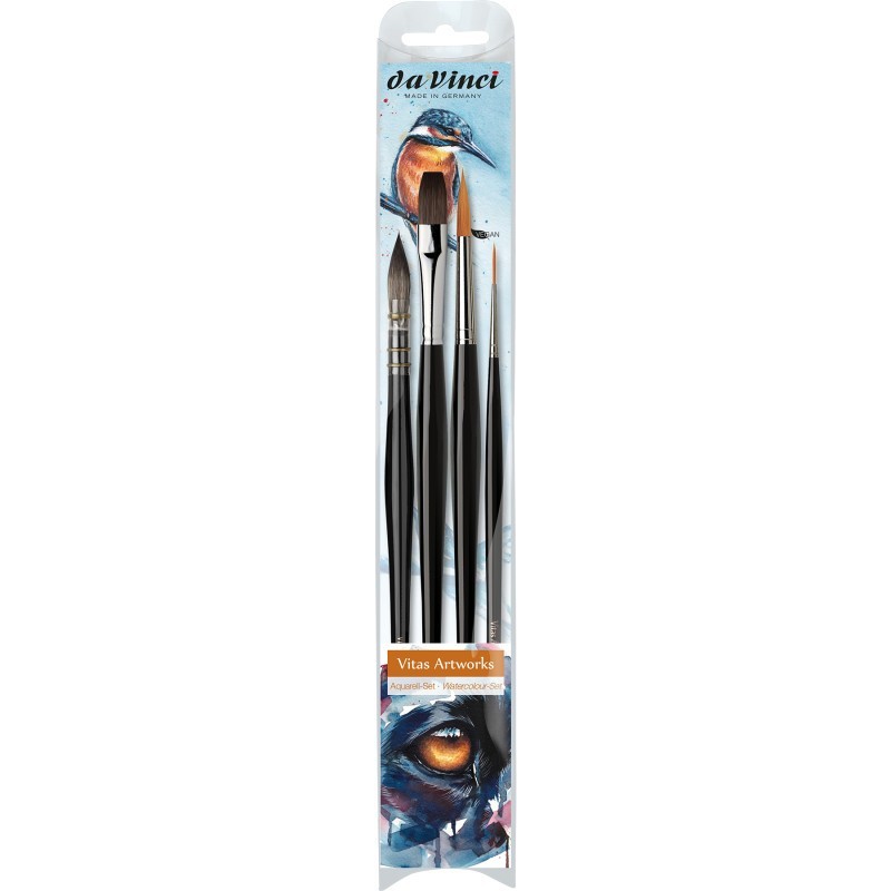 da Vinci Artist Signature Collection by Vitas Artworks, Watercolor Brushes, Assorted, 4 Brush Set