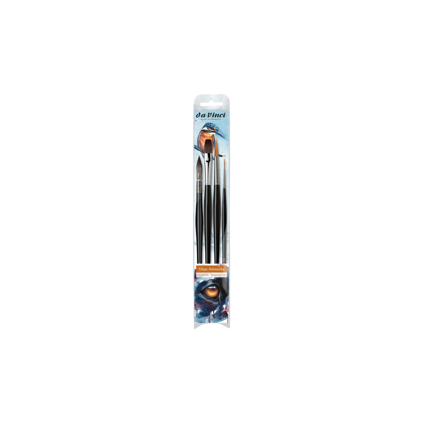 da Vinci Artist Signature Collection by Vitas Artworks, Watercolor Brushes, Assorted, 4 Brush Set