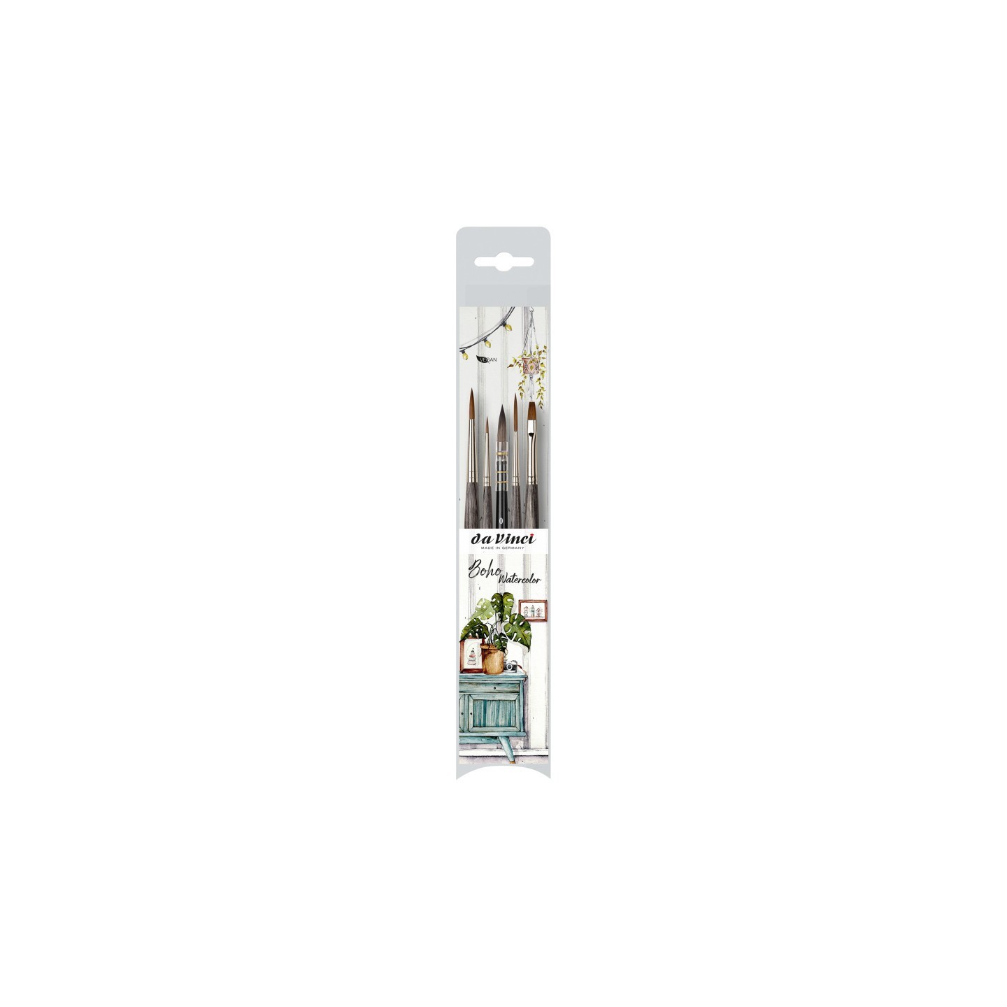 da Vinci Artist Signature Collection by Frau Von Bommel, Boho Watercolor Brushes, Assorted, 5 Brush Set