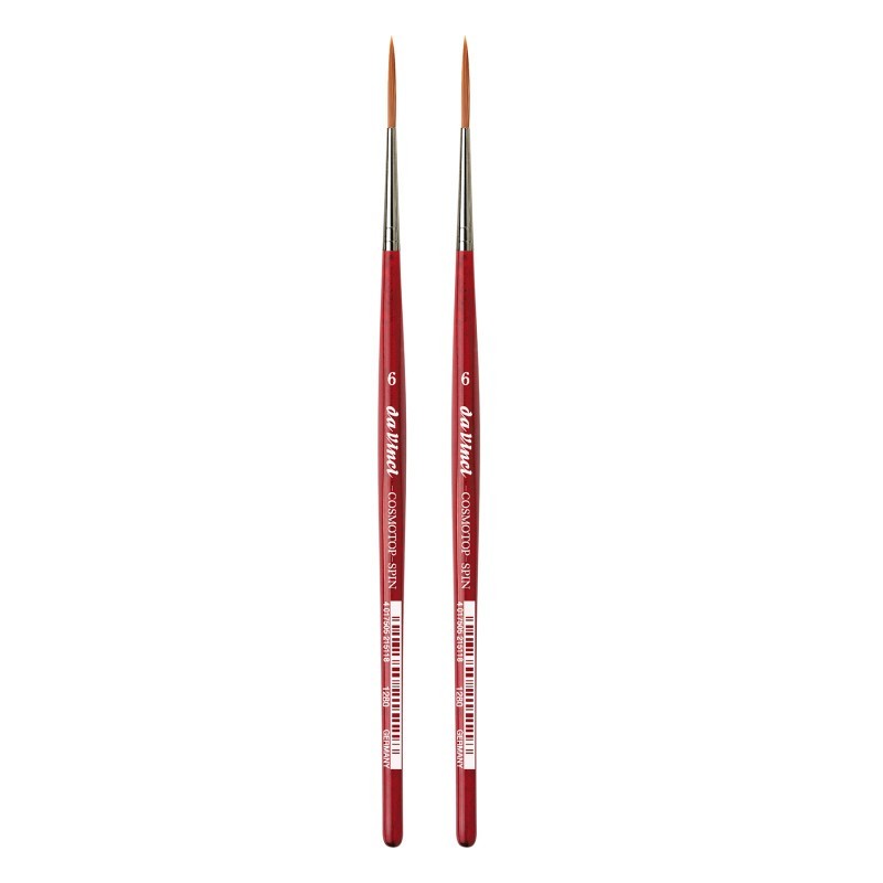 da Vinci COSMOTOP-SPIN Rigger Brush, Synthetic, Acrylic & Watercolor, Pointed Liner, Series 5880, Size 6, Pack of 2