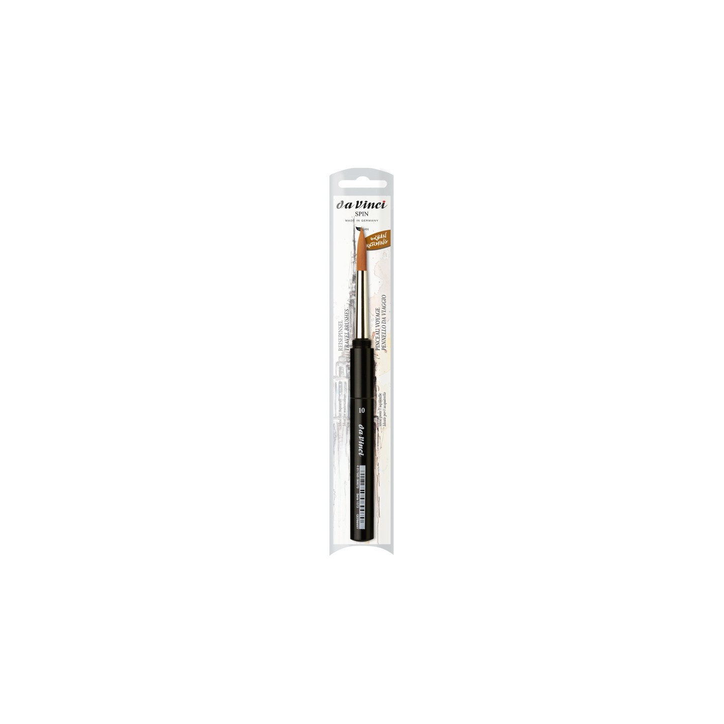 da Vinci COSMOTOP-SPIN Pocket Travel Brush, Synthetic, Watercolor, Round, Series 1573, Size 10