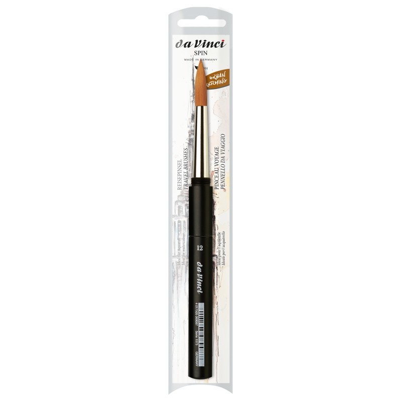 da Vinci COSMOTOP-SPIN Pocket Travel Brush, Synthetic, Watercolor, Round, Series 1573, Size 12