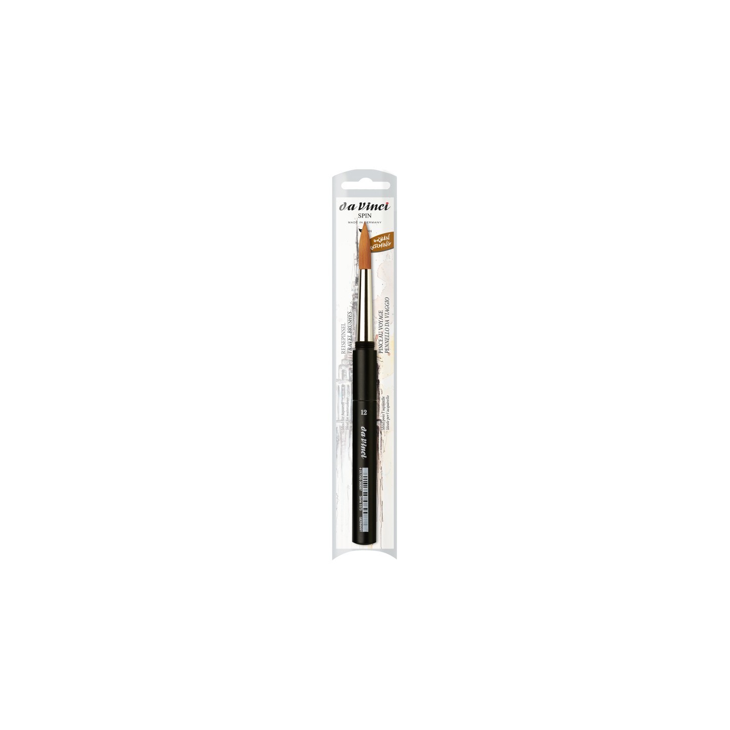 da Vinci COSMOTOP-SPIN Pocket Travel Brush, Synthetic, Watercolor, Round, Series 1573, Size 12
