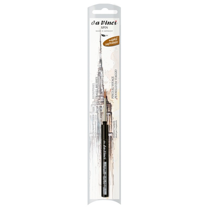 da Vinci COSMOTOP-SPIN Pocket Travel Brush, Synthetic, Watercolor, Round, Series 1573, Size 2