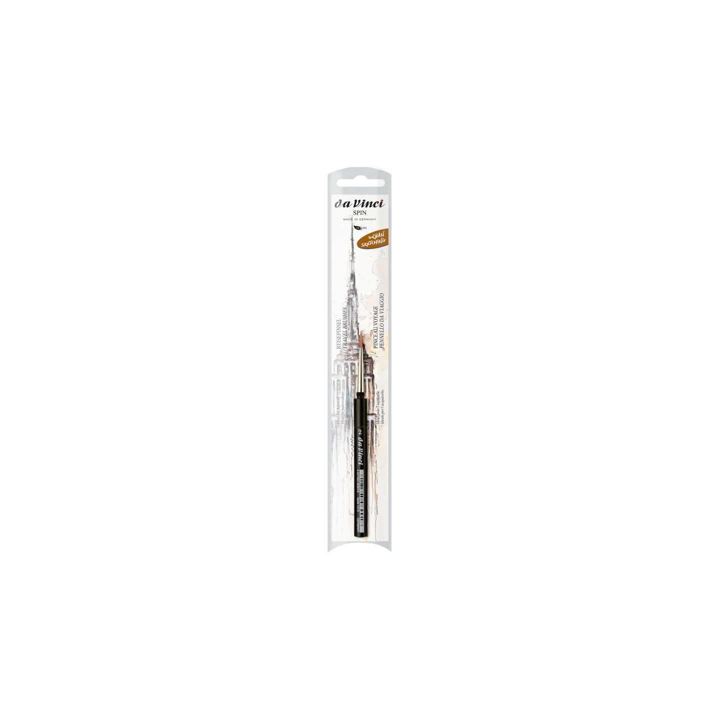 da Vinci COSMOTOP-SPIN Pocket Travel Brush, Synthetic, Watercolor, Round, Series 1573, Size 2