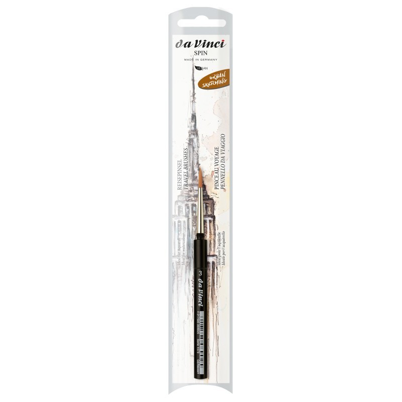 da Vinci COSMOTOP-SPIN Pocket Travel Brush, Synthetic, Watercolor, Round, Series 1573, Size 3
