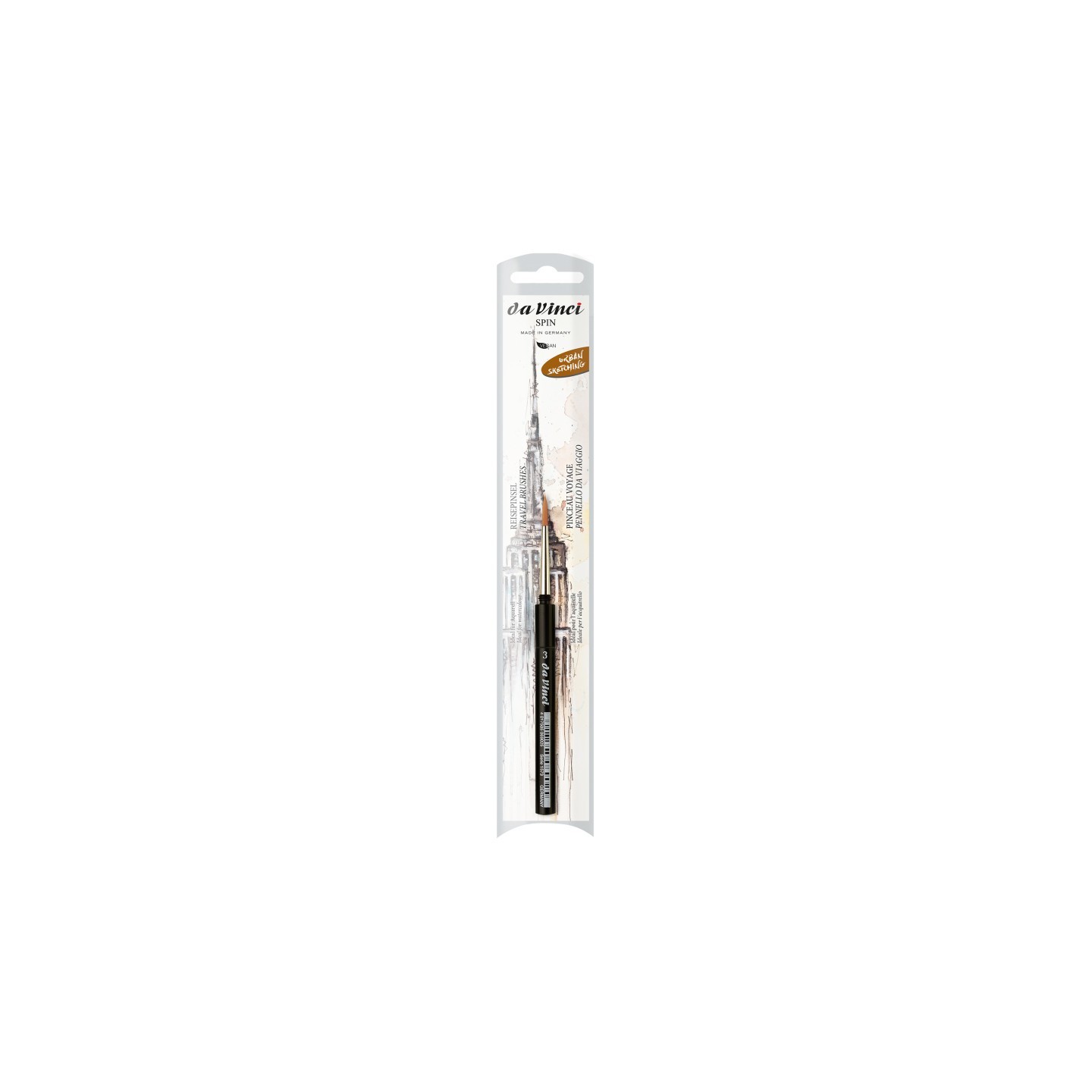 da Vinci COSMOTOP-SPIN Pocket Travel Brush, Synthetic, Watercolor, Round, Series 1573, Size 3