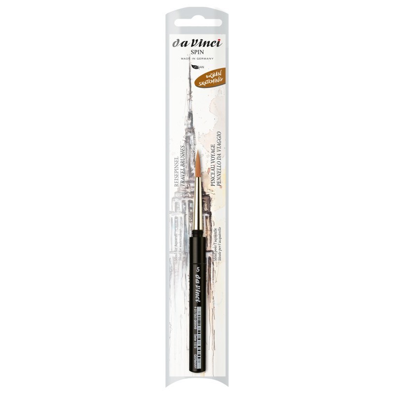 da Vinci COSMOTOP-SPIN Pocket Travel Brush, Synthetic, Watercolor, Round, Series 1573, Size 5