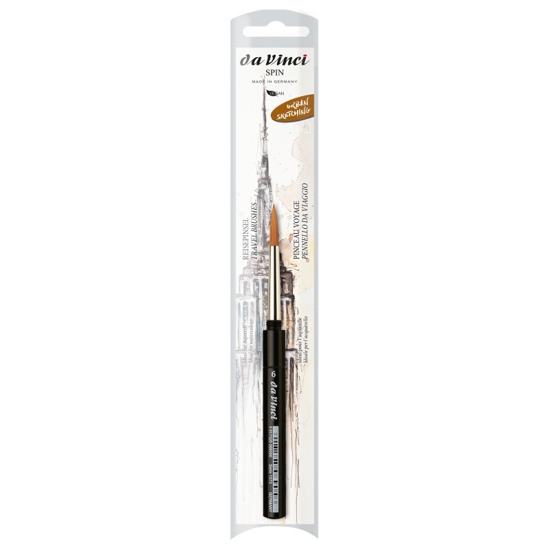 da Vinci COSMOTOP-SPIN Pocket Travel Brush, Synthetic, Watercolor, Round, Series 1573, Size 6