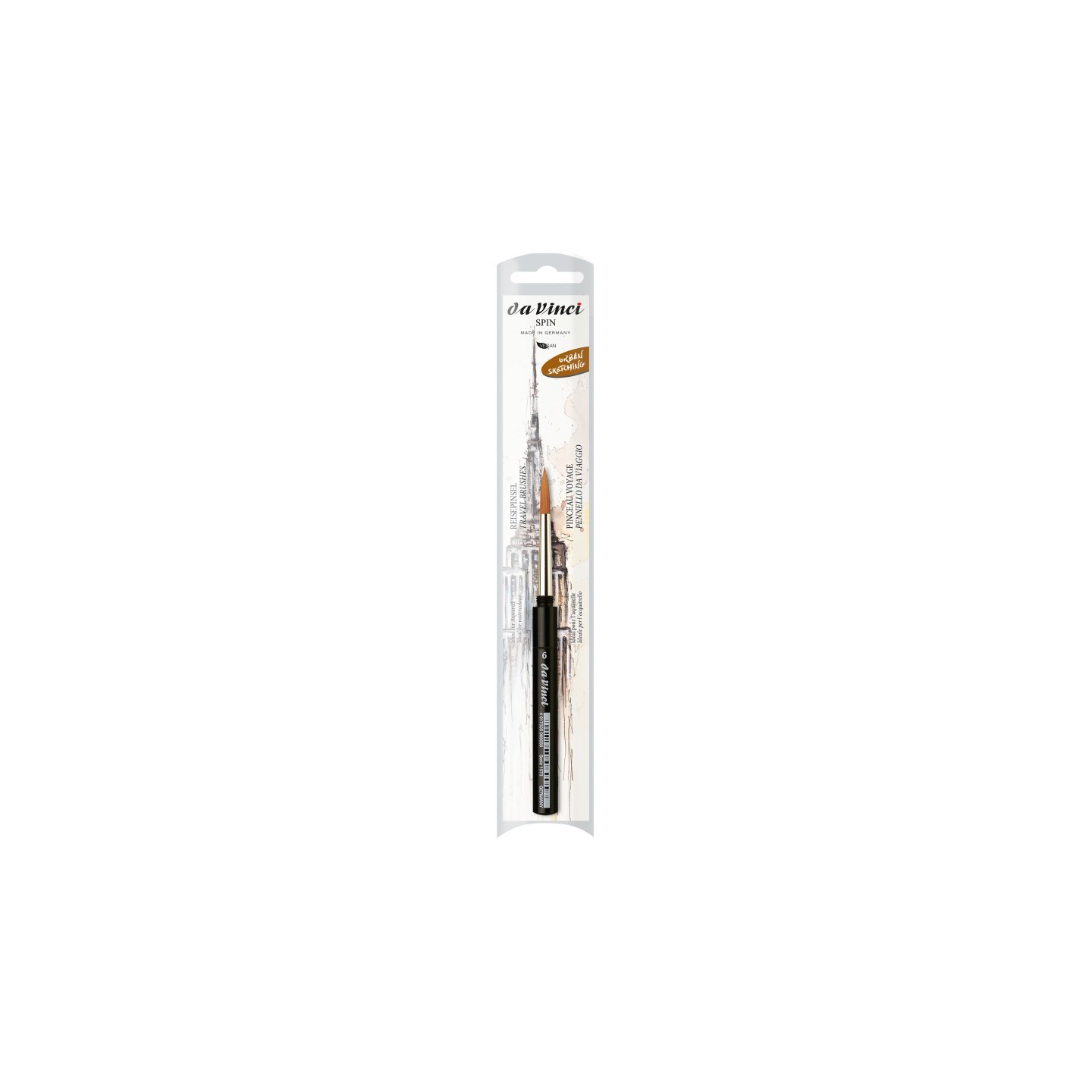 da Vinci COSMOTOP-SPIN Pocket Travel Brush, Synthetic, Watercolor, Round, Series 1573, Size 6