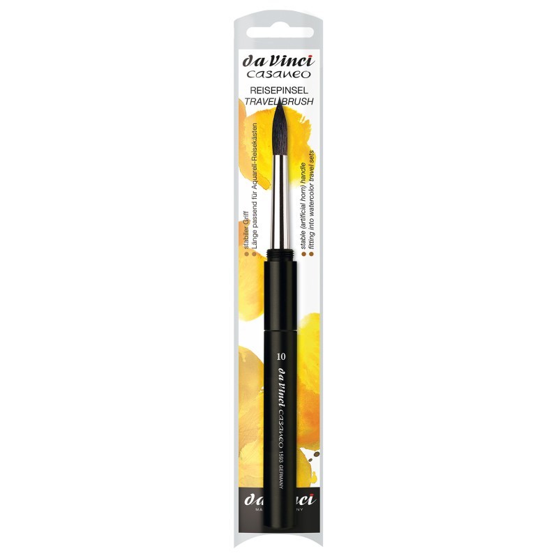 da Vinci CASANEO Travel Pocket Brush, Extra Soft Synthetic, Watercolor, Round, Series 1593TP, Size 10