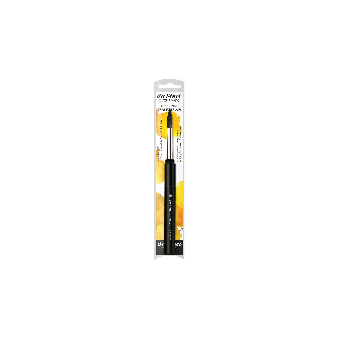 da Vinci CASANEO Travel Pocket Brush, Extra Soft Synthetic, Watercolor, Round, Series 1593TP, Size 10