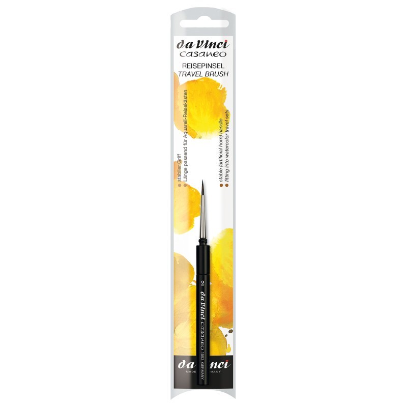 da Vinci CASANEO Travel Pocket Brush, Extra Soft Synthetic, Watercolor, Round, Series 1593TP, Size 2