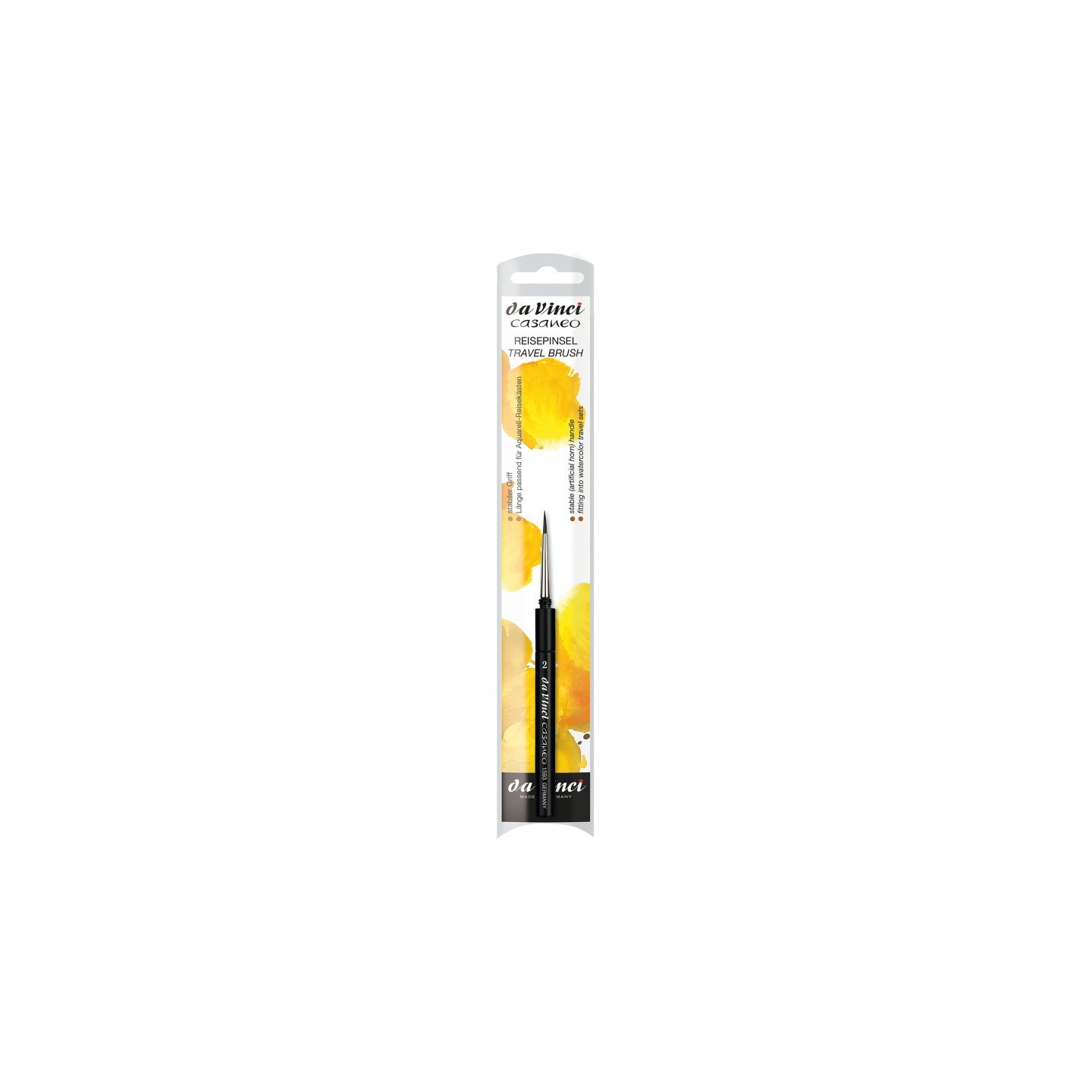 da Vinci CASANEO Travel Pocket Brush, Extra Soft Synthetic, Watercolor, Round, Series 1593TP, Size 2